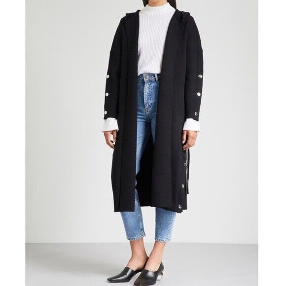 Maje Maelio Button-Embellished Hooded Coat 900$ SIZE 1 - Picture 1 of 8